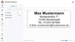 Stempelkonfigurator mit Mustertext – Max Mustermann Adresse und Kontakt, Abdruckgröße 58×22 mm im Online-Stempel-Designer