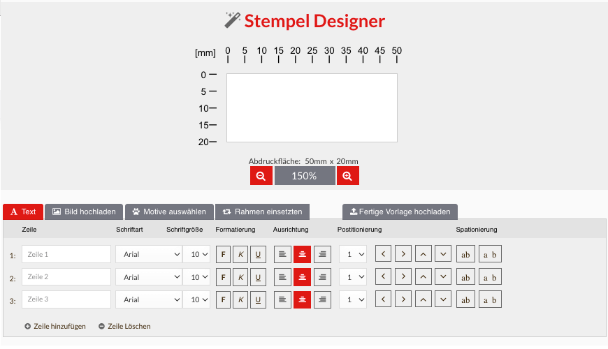 Holzstempel können im Stempel Designer selbst gestaltet werden