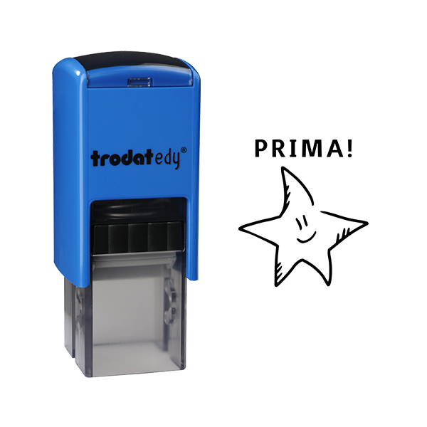 0190084632430 - edy FIX - Motivationsstempel - Lehrerstempel - Blau Schwarz Stern - Prima