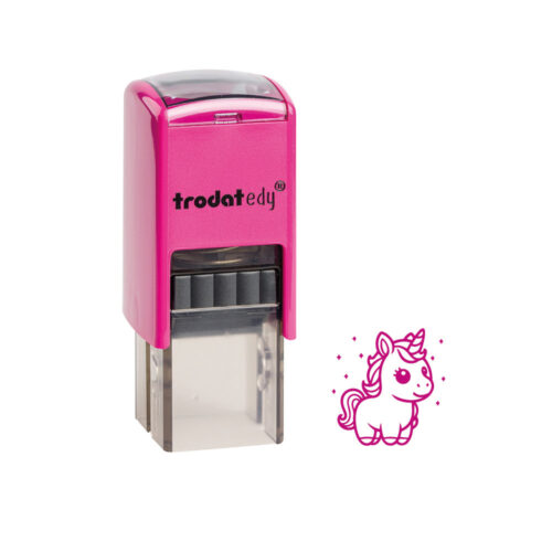 Trodat edy Stempel Einhorn in Pink mit Abdruck in Verkehrs­purpur