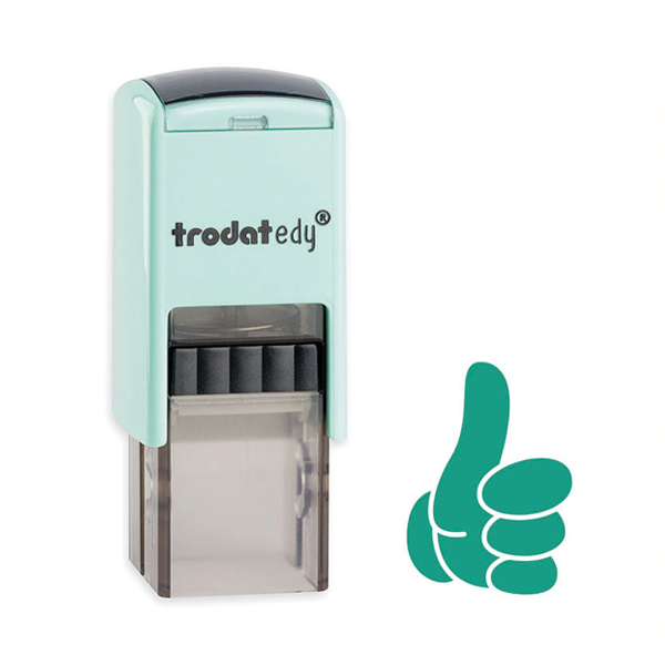 Trodat edy Motivationsstempel pastell grün mit Daumen-hoch-Motiv