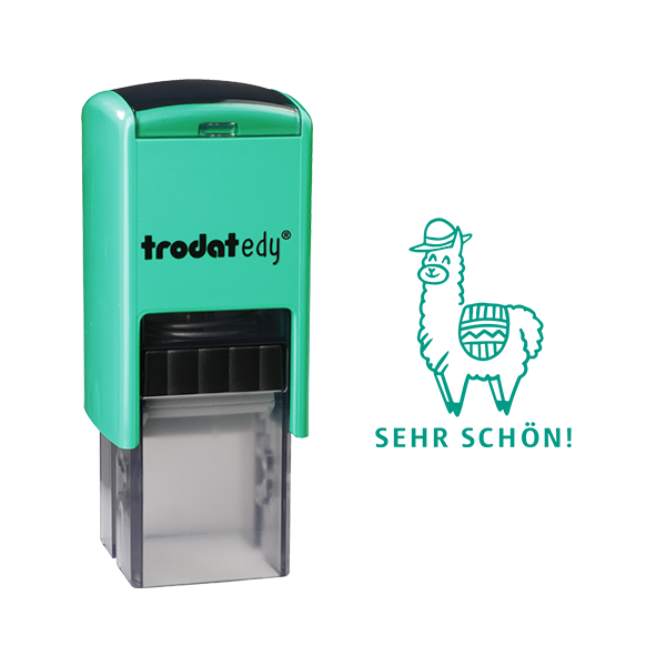 0190084632379 - edy FIX - Motivationsstempel - Lehrerstempel - Mint Grün Lama mit Mütze - SEHR SCHÖN!