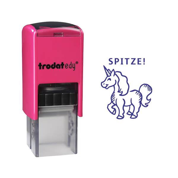 0190084632393 - edy FIX - Motivationsstempel - Lehrerstempel - Pink Einhorn - SPITZE! Violett