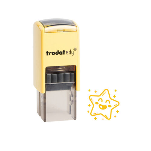 Trodat edy Stempel Stern in Gelb mit Abdruck in Signalgelb