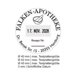 Beispiel für Stempelabdruck passend für: Trodat 54045 Professional Datumstempel + Text