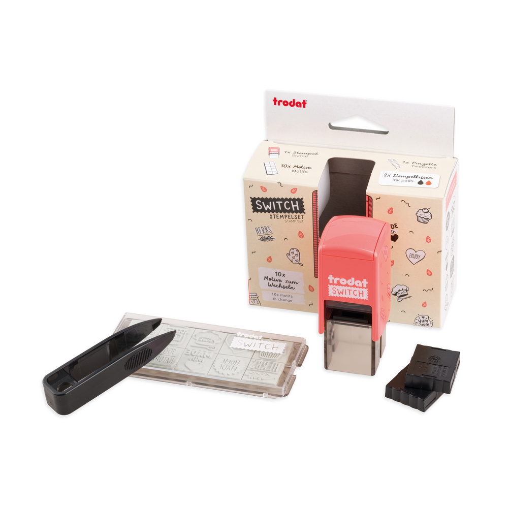 Trodat Switch Selbstgemacht – geöffnete Box Set