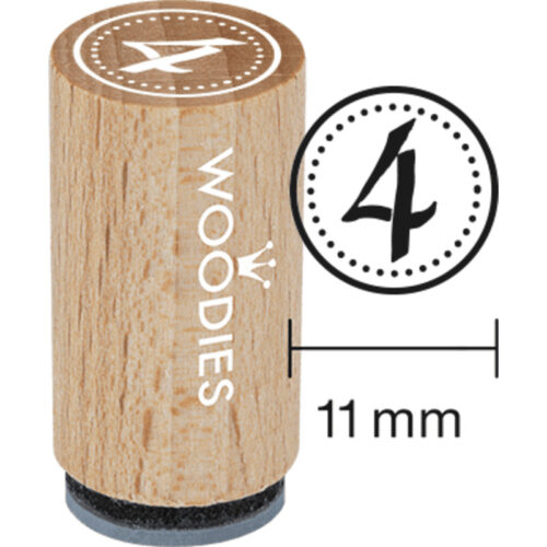 Woodies Mini Stempel Zahl 4