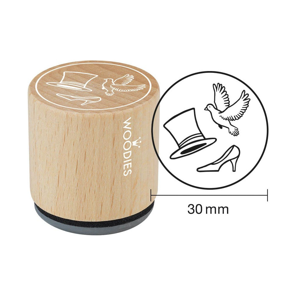 5420078606839 - Woodies Stempel - Zylinder-Taube-Brautschuh W18005
